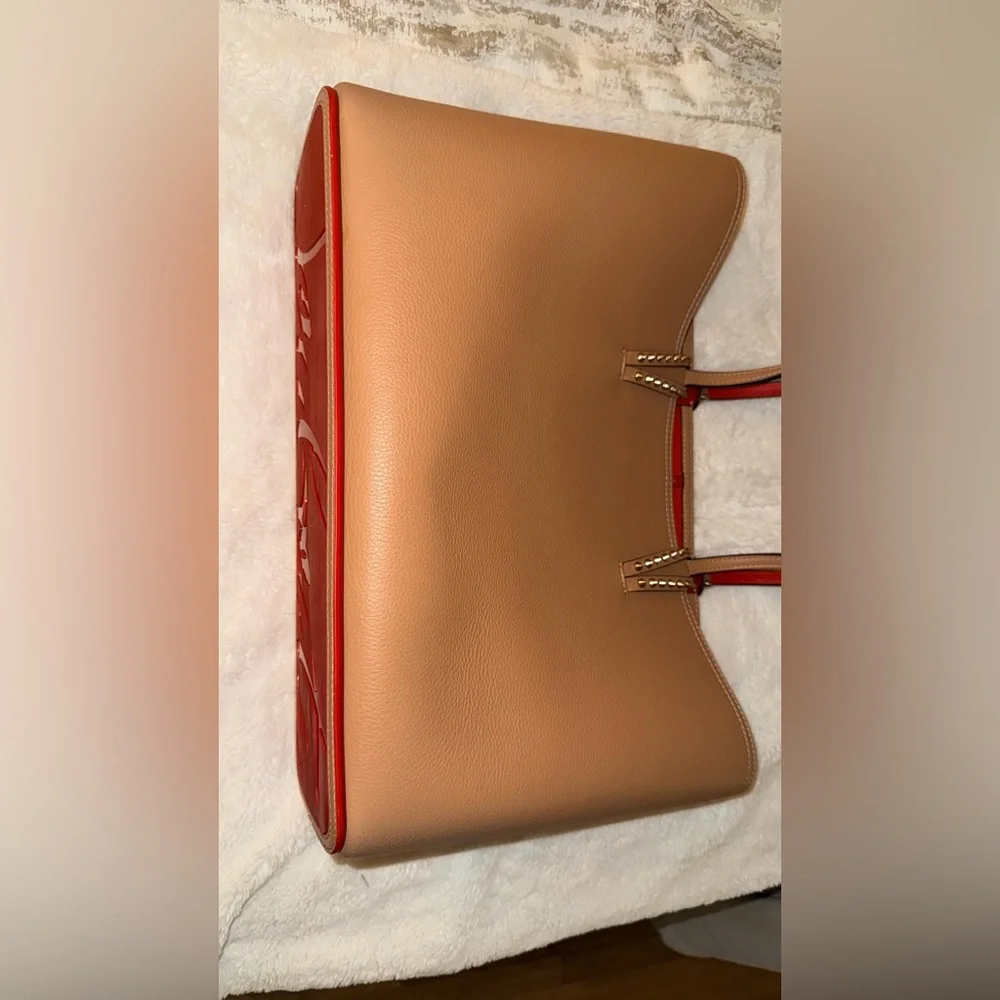 Christian Louboutin Tan and Red Studded Tote w/o wristlet - Picture 12 of 16